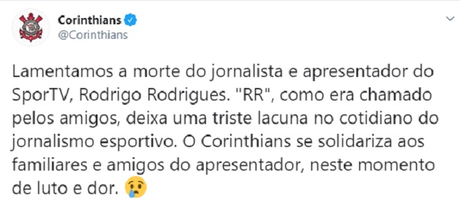 Corinthians lamenta morte de Rodrigo Rodrigues