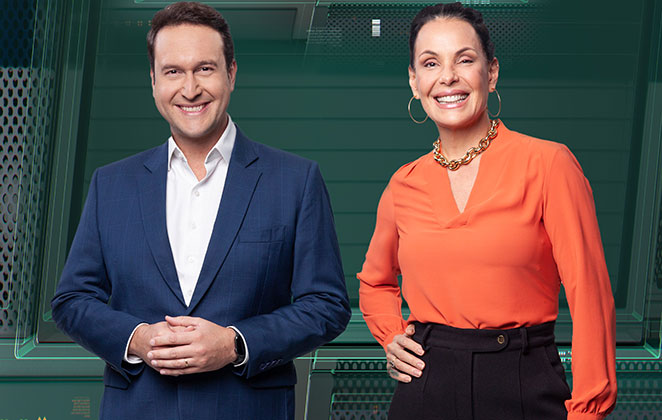 A dupla de apresentadores do Domingo Espetacular