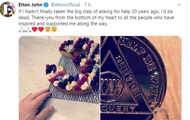 Postagem do cantor no Twitter