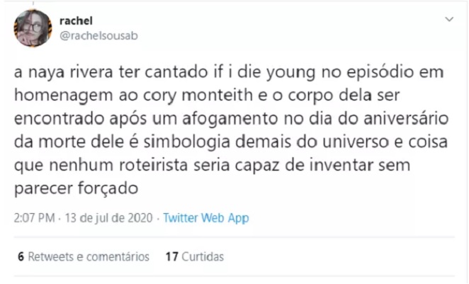 Fãs de Naya Rivera lamentaram morte da atriz nas redes sociais