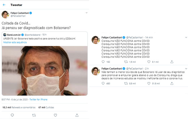 O youtuber Felipe Castanhari chegou a relembrar a polêmica da cloroquina