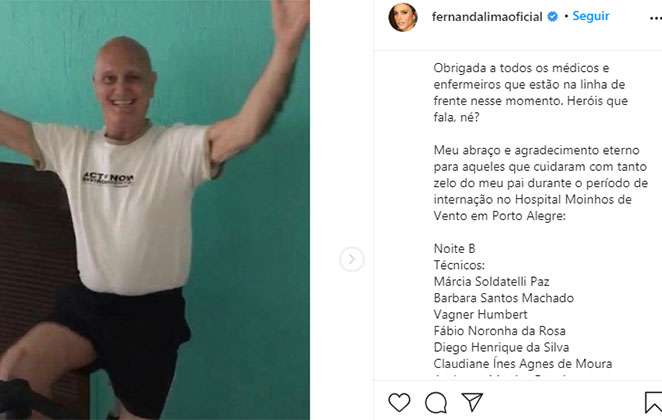 Pai da atriz morreu há três dias @fernandalimaoficial