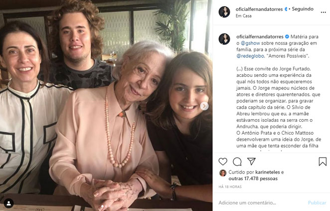 Fernanda Torres filma série com a família 