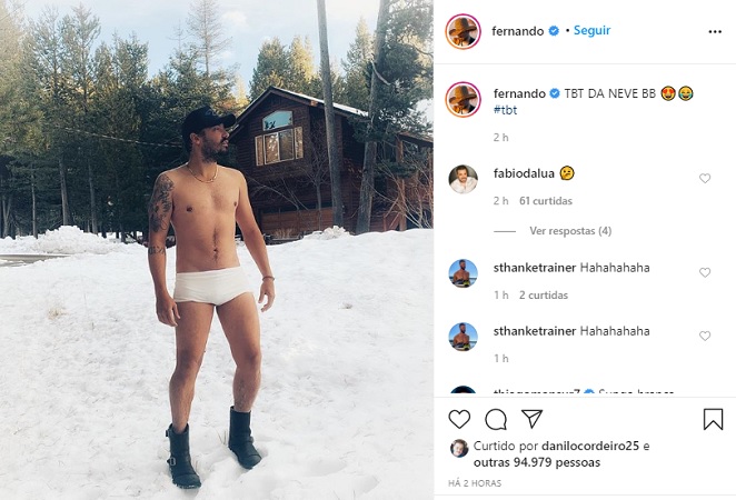 Fernando Zor relembra foto de sunga branca nas redes sociais