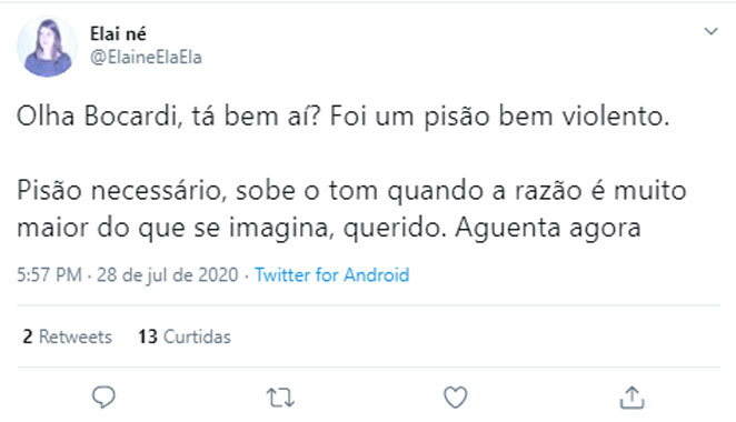 Uma terceira pessoa ainda falou em um tom mais crítico