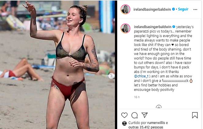 Ireland Baldwin criticou os ângulos escolhidos pelos Paparazzi na hora de tirar fotos