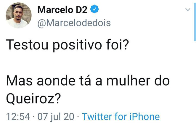 O rapper Marcelo D2 relembrou o caso envolvendo o ex-assessor de Flávio Bolsonaro, Fabrício Queiroz