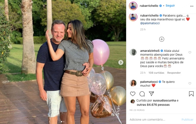 Rubens Barrichello comemora aniversário da amada, Paloma Tocci