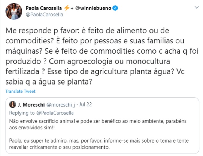 Paola Carosella discutiu com internautas na web