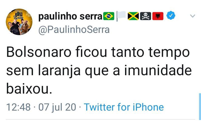 O comediante Paulinho Serra foi outra personalidade a ironizar a notícia do Presidente