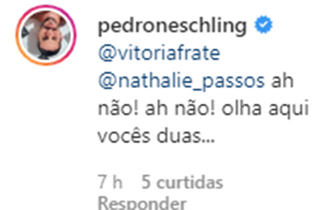 Pedro Neschling respondendo o comentário da ex-esposa