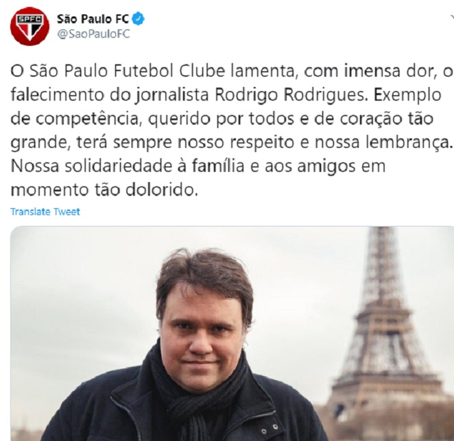 São Paulo Futebol Clube lamenta morte de Rodrigo Rodrigues