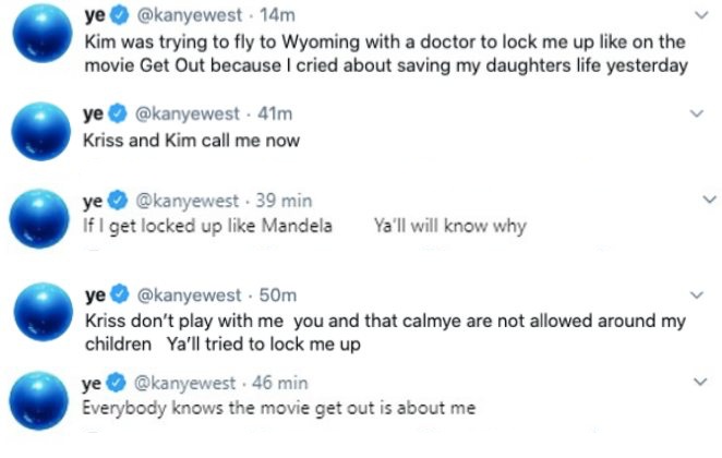 Kanye West faz série de tweets sobre Kim Kardashian, a família e teorias da conspiração contra ele