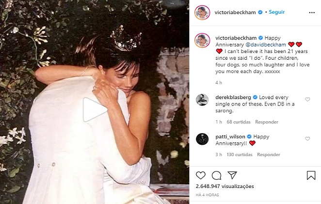 Victoria Beckham usou o Instagram para se declarar ao marido David Beckham