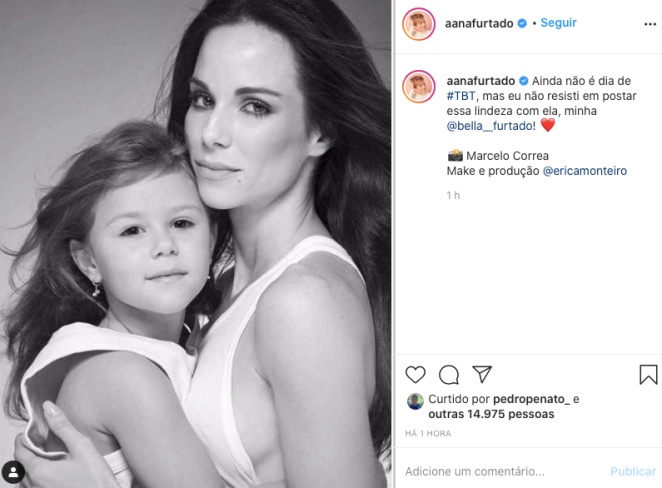Ana Furtado relembra clique antigo com a filha, Isabella