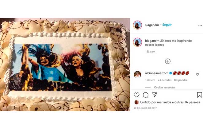 Beatriz Ganem, super fã de Alcione, mostrou no Encontro seu bolo de aniversário com tema da cantora