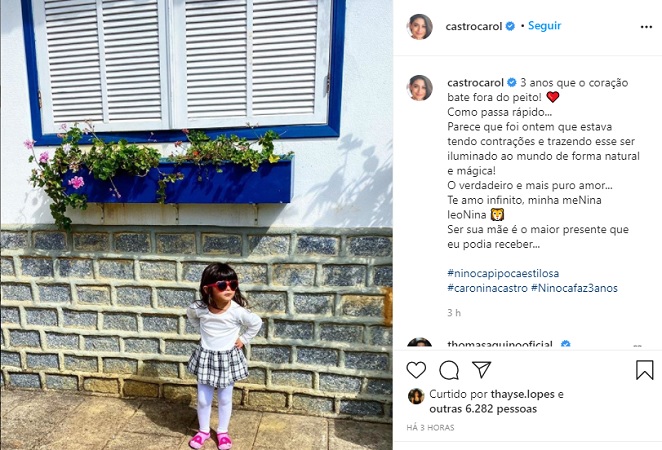 Carol Castro se declara para filha em aniversário