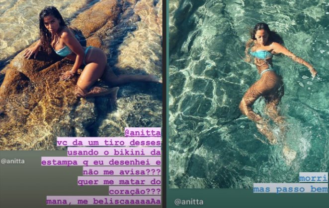 Carolina Dieckmann comemora biquini usado por Anitta