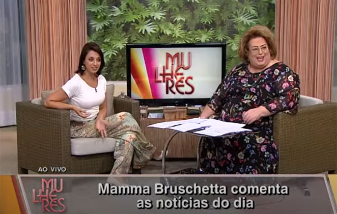 A apresentadora com Mamma Bruschetta no vespertino Mulheres 