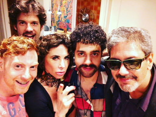Juan Manuel Tellategui, Andradina Azevedo, Claudia Alencar, Dida Andrade e Marco Antônio Braz no set do filme 30 Anos Blues