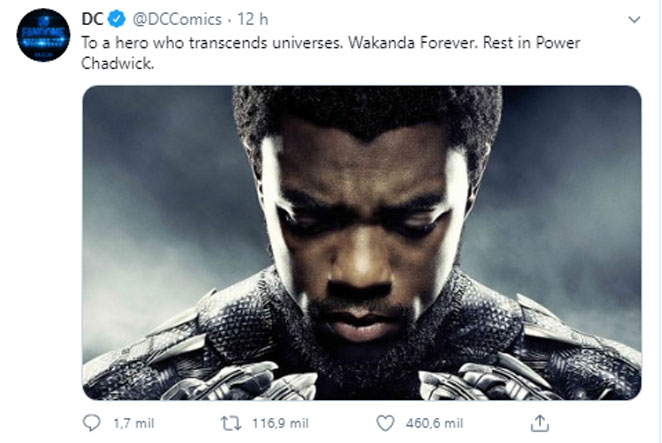 Conta oficial da DC Comics homenageia Chadwick Boseman