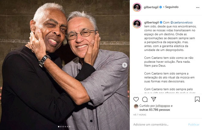 Gilberto Gil faz linda declaração de aniversário ao amigo