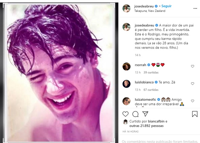 José de Abreu relembra morte do filho no Instagram