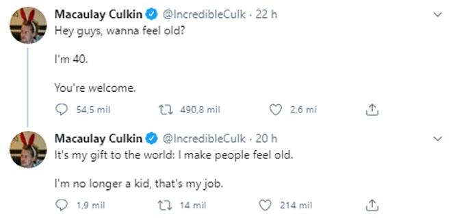 Macaulay Culkin brinca sobre ter completado 40 anos