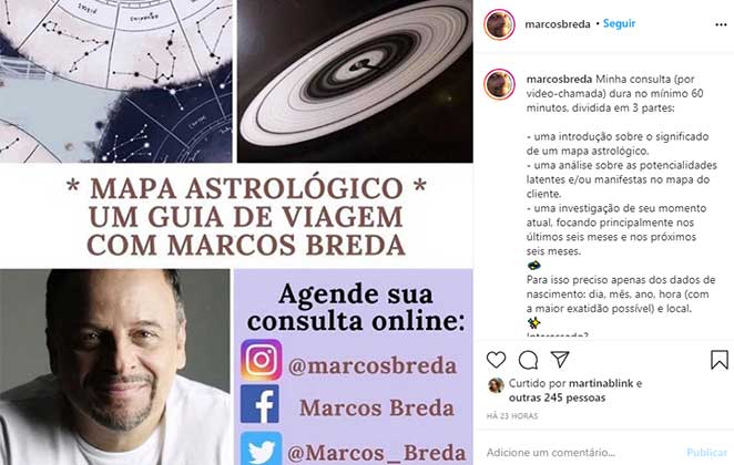 Marcos Breda está ganhando uma renda extra com astrologia na quarentena