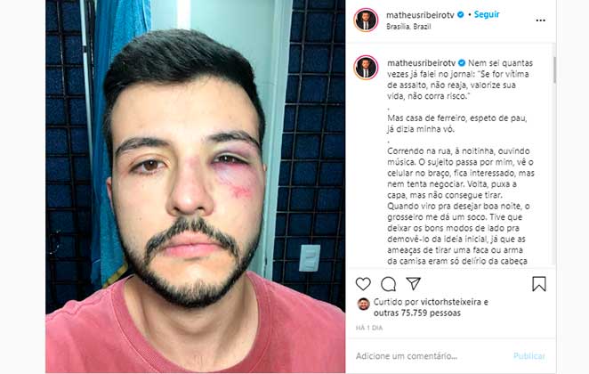 Matheus Ribeiro, apresentador do Record TV, reagiu a assalto e foi agredido