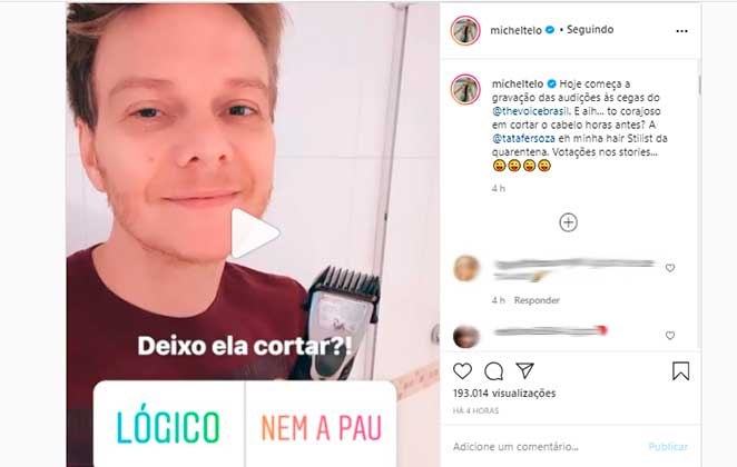 Michel Teló revelou no Instagram que está voltando a gravar as audições do The Voice Brasil