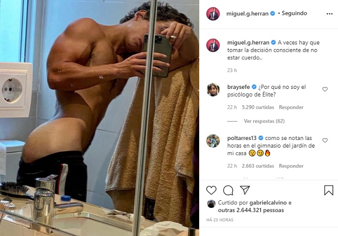 Miguel Herrán, ator de La Casa de Papel, posta foto praticamente nu