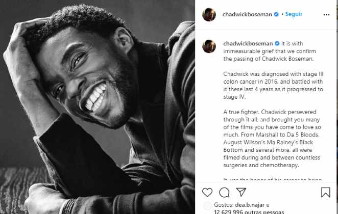 Comunicado da morte do ator de Pantera Negra