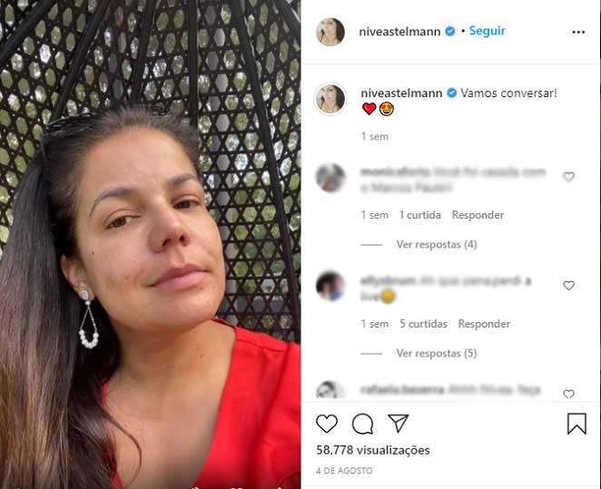 Nivea Stelmann contou em seu Instagram que já viveu um relacionamento abusivo
