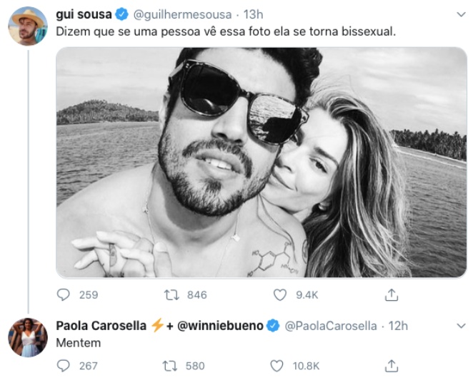 Paola Carosella descarta bissexualidade por Caio Castro e Grazi Massafera