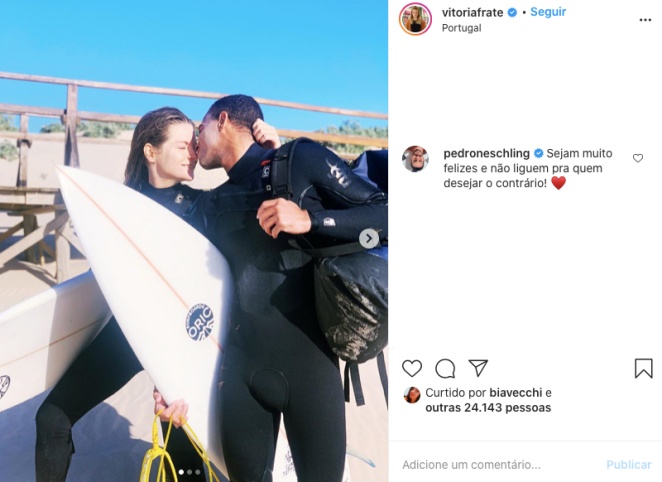 Pedro Neschling comenta foto de Vitória Frate com Ian Costa
