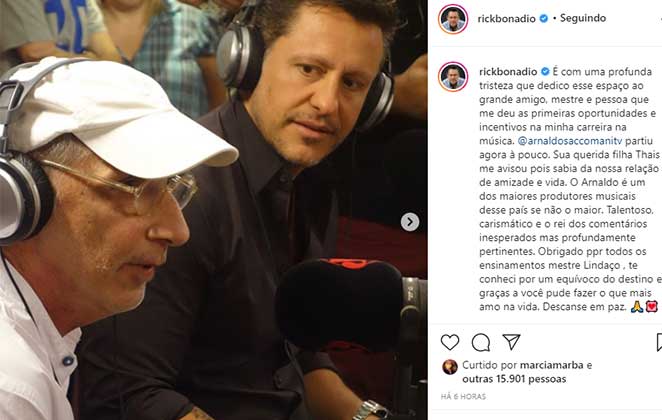 Rick Bonadio lamenta morte de Arnaldo Saccomani