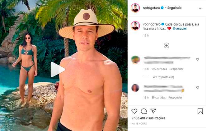 Rodrigo Faro elogiou a esposa Vera Viel no Instagram