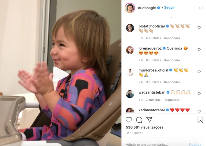 Zoe rouba a cena no Instagram de Duda Nagle
