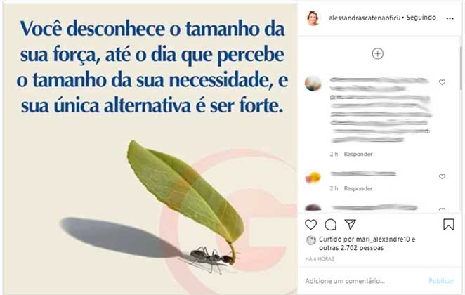 Alessandra Scatena desabafou sobre estar há quase dois meses sem o marido, Rogério Gherbali