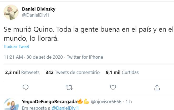 Anúncio da morte de Quino