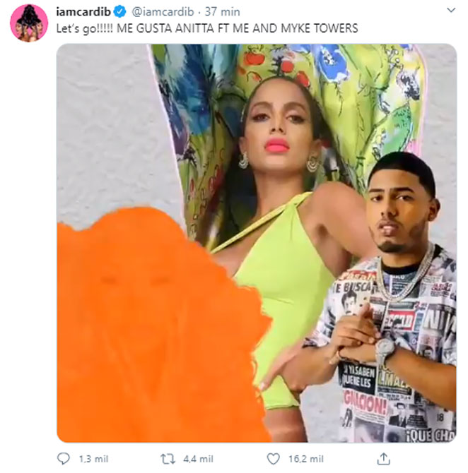 Cardi B celebra parceria com Anitta em novo single