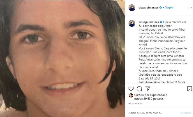 Cissa Guimarães faz homenagem para o filho, que completaria 29 anos