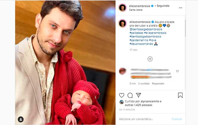 Eliéser Ambrósio mostrou Bento dormindo em seu colo no Instagram