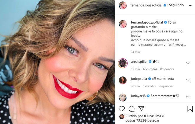 Atriz lacrou na make @fernandasouzaoficial