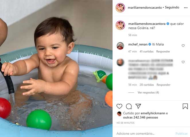 Marilia Mendonça mostra filho se divertindo em piscina