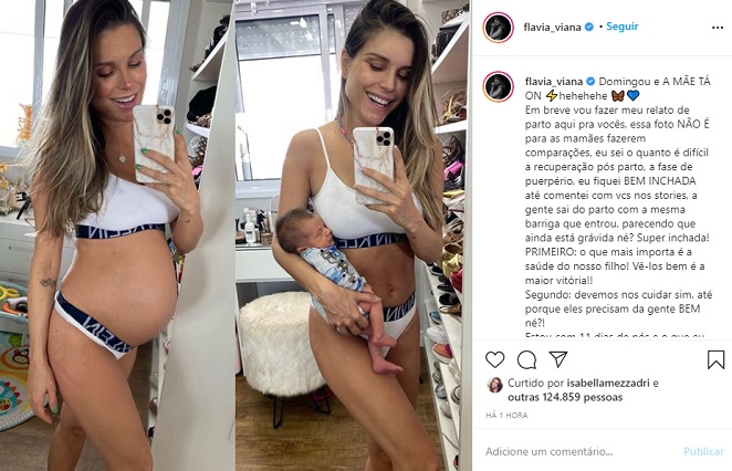 Flávia Viana mostra o corpo pós parto