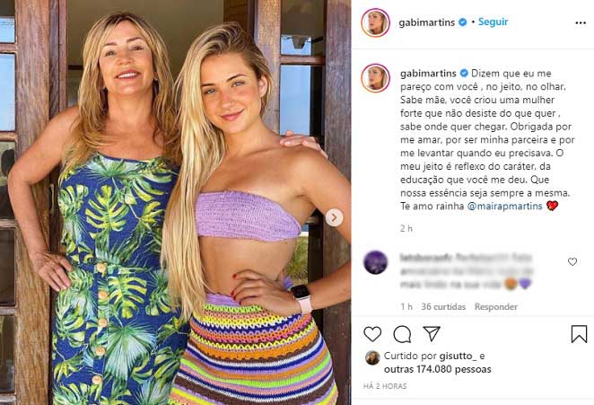 Gabi Martins se declara para a mãe nas redes sociais