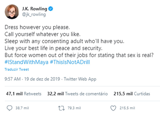 J.K. Rowling defende pesquisadora acusada de transfobia