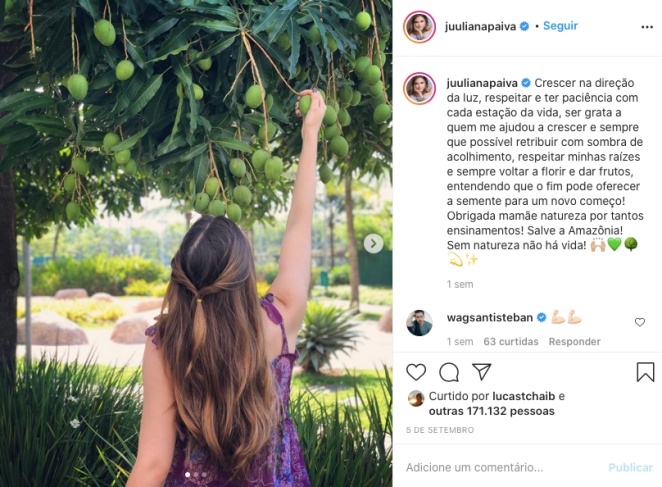 Juliana Paiva colhe frutos da árvore